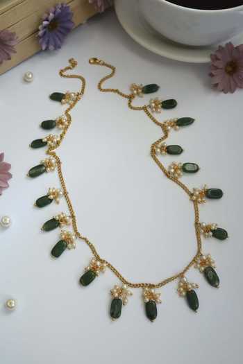 Buy Do Taara Green Stone And Pearl Trinket Necklace Online at Aza Fashions Buy_Do Taara_Green Stone And Pearl Trinket Necklace _Online_at_Aza_Fashions