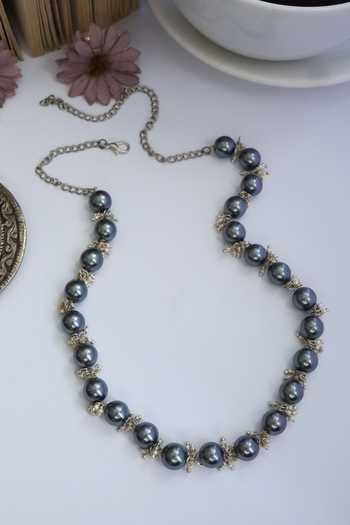 Shop Do Taara Grey Toned Pearl Choker Necklace at Aza Fashions Shop_Do Taara_Grey Toned Pearl Choker Necklace _at_Aza_Fashions