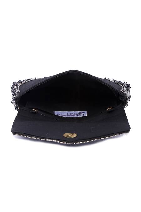 The Purple Sack Black Cut Work, Mirrors, Beads Cutdana Hand Embroidered Clutch Online at Aza Fashions The Purple Sack_Black Cut Work, Mirrors, Beads Cutdana Hand Embroidered Clutch _Online_at_Aza_Fashions