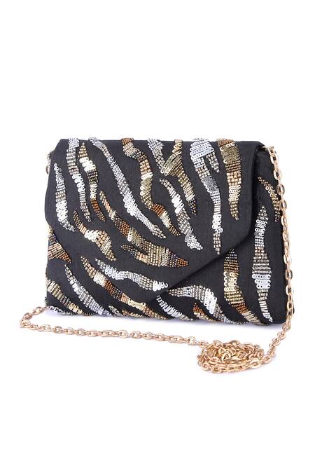 Shop The Purple Sack Black Sequins, Beads Work Clutch Bag Online at Aza Fashions Shop_The Purple Sack_Black Sequins, Beads Work Clutch Bag _Online_at_Aza_Fashions
