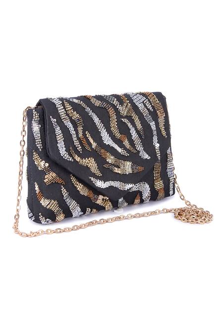 The Purple Sack Black Sequins, Beads Work Clutch Bag at Aza Fashions The Purple Sack_Black Sequins, Beads Work Clutch Bag _at_Aza_Fashions