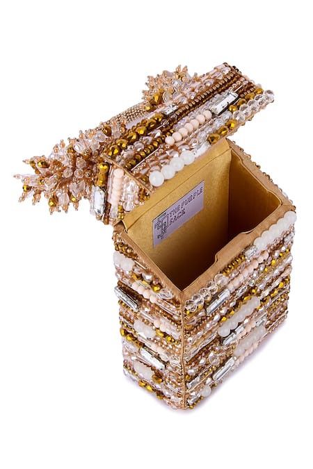 The Purple Sack Gold Crystals, Stones, Beads And Embroidered Clutch at Aza Fashions The Purple Sack_Gold Crystals, Stones, Beads And Embroidered Clutch _at_Aza_Fashions