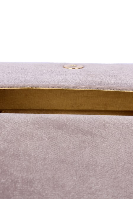 Buy_The Purple Sack_Grey Bead Floral Embroidered Clutch _Online_at_Aza_Fashions