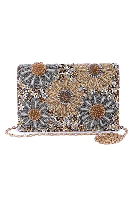 The Purple Sack Flower Embroidered Clutch 