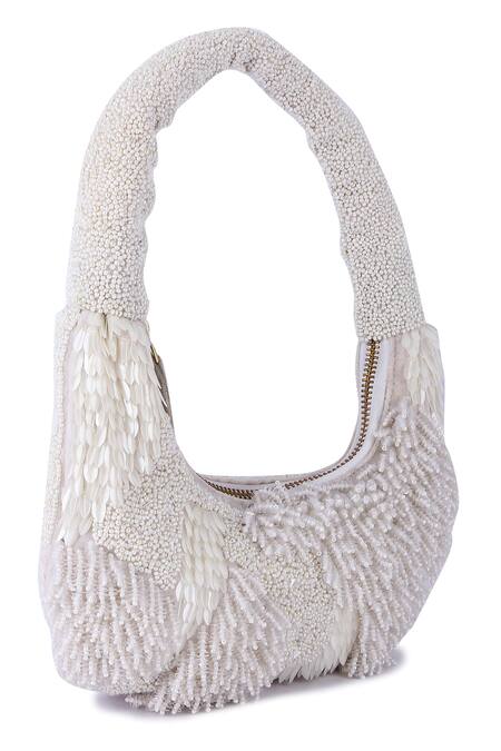 Buy The Purple Sack White Sequins, Beads Applique Embroidered Clutch Online at Aza Fashions Buy_The Purple Sack_White Sequins, Beads Applique Embroidered Clutch _Online_at_Aza_Fashions