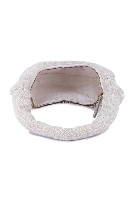 The Purple Sack White Sequins, Beads Applique Embroidered Clutch at Aza Fashions The Purple Sack_White Sequins, Beads Applique Embroidered Clutch _at_Aza_Fashions