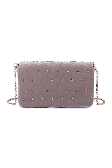 Shop The Purple Sack Grey Beads, Sequins And Work Clutch Bag at Aza Fashions Shop_The Purple Sack_Grey Beads, Sequins And Work Clutch Bag _at_Aza_Fashions