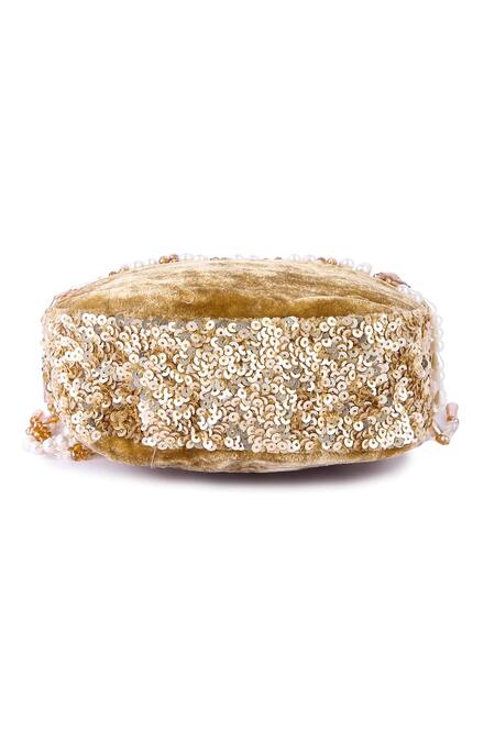 Shop The Purple Sack Peach Sequins, Beads Moon Shaped Embroidered Clutch Online at Aza Fashions Shop_The Purple Sack_Peach Sequins, Beads Moon Shaped Embroidered Clutch _Online_at_Aza_Fashions