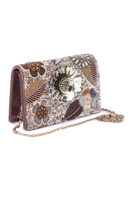 The Purple Sack Purple Sequins, Beads, Embroidery And Thread Clutch at Aza Fashions The Purple Sack_Purple Sequins, Beads, Embroidery And Thread Clutch _at_Aza_Fashions