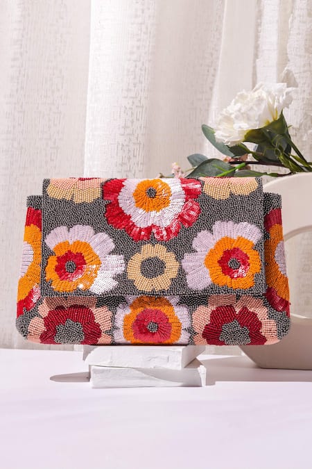 Shop The Purple Sack Multi Color Beads, Sequins And Hand Embroidered Clutch Bag at Aza Fashions Shop_The Purple Sack_Multi Color Beads, Sequins And Hand Embroidered Clutch Bag _at_Aza_Fashions