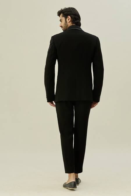 Shop Arihant Rai Sinha Black Polyester, Taffeta Cut Work Cutdana Embroidered Blazer And Pant Set at Aza Fashions Shop_Arihant Rai Sinha_Black Polyester, Taffeta Cut Work Cutdana Embroidered Blazer And Pant Set_at_Aza_Fashions
