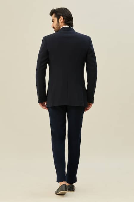 Shop_Arihant Rai Sinha_Black Polyester, Taffeta, Cotton Cut Work Cutdana Blazer And Pant Set_at_Aza_Fashions