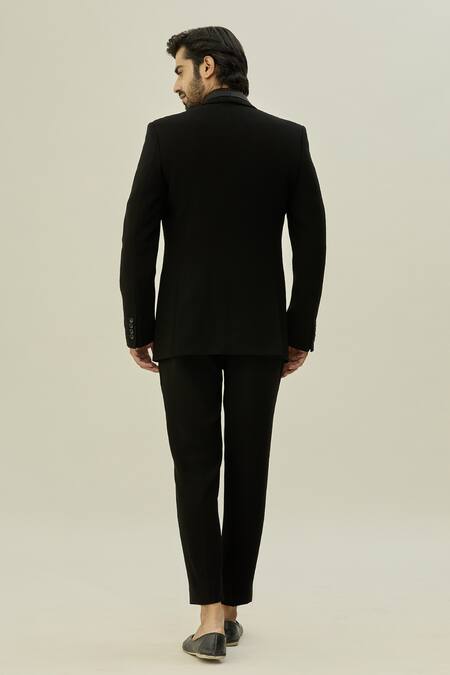 Shop Arihant Rai Sinha Black Polyester, Taffeta Cut Work, Embroidery Thread Blazer And Pant Set at Aza Fashions Shop_Arihant Rai Sinha_Black Polyester, Taffeta Cut Work, Embroidery Thread Blazer And Pant Set_at_Aza_Fashions