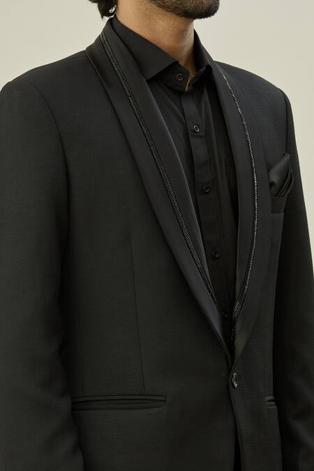 Shop Arihant Rai Sinha Grey Polyester, Silk Cut Work Embroidered Blazer And Pant Set Online at Aza Fashions Shop_Arihant Rai Sinha_Grey Polyester, Silk Cut Work Embroidered Blazer And Pant Set_Online_at_Aza_Fashions