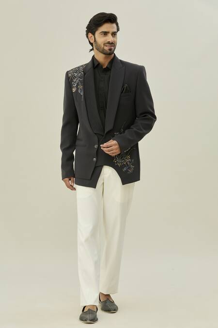 Buy Arihant Rai Sinha Grey Polyester, Silk Cut Work Abstract Embroidered Blazer And Pant Set Online at Aza Fashions Buy_Arihant Rai Sinha_Grey Polyester, Silk Cut Work Abstract Embroidered Blazer And Pant Set_Online_at_Aza_Fashions