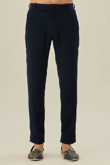 Arihant Rai Sinha_Blue Lycra, Taffeta Beads Abstract Work Blazer And Pant Set_at_Aza_Fashions