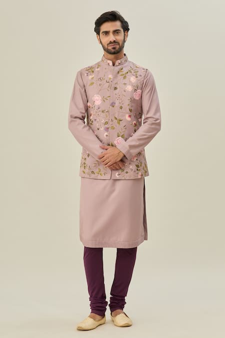 Aryavir Malhotra Thread Embroidered Nehru Jacket With Kurta 