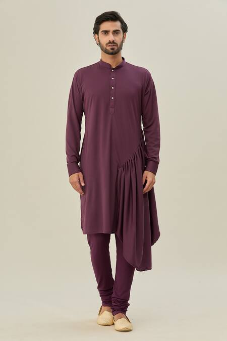 Arihant Rai Sinha_Peach Cotton, Silk Embroidery Nehru Jacket And Kurta Set_Online_at_Aza_Fashions