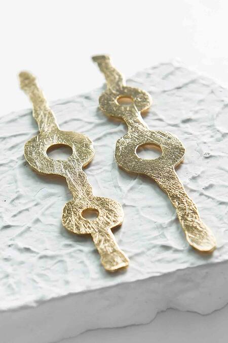 DE'Anma_Gold Plated Lotura Glinting Loop Earrings _Online_at_Aza_Fashions