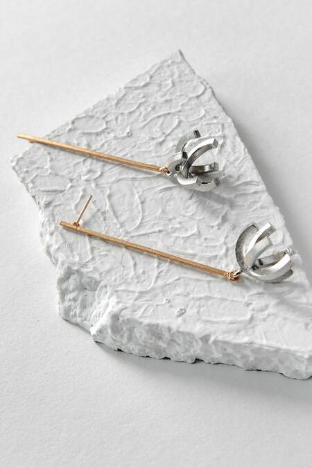 Buy_DE'Anma_Gold Plated Eulogy Swerve Wonder Danglers _Online_at_Aza_Fashions