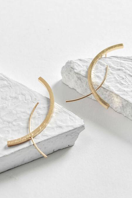 Buy DE'Anma Gold Plated Koi Abstract Shaped Earrings Online at Aza Fashions Buy_DE'Anma_Gold Plated Koi Abstract Shaped Earrings _Online_at_Aza_Fashions