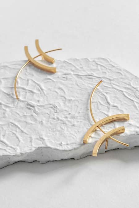 DE'Anma_Gold Plated Tohu Abstract Earrings _Online_at_Aza_Fashions