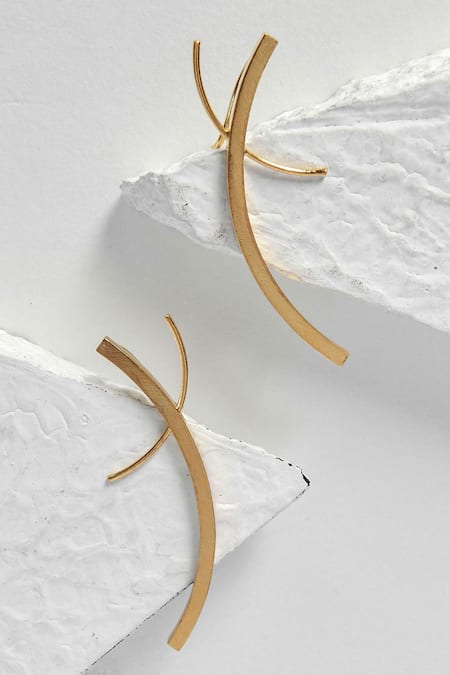 Shop DE'Anma Gold Plated Isa Ear Cuffs at Aza Fashions Shop_DE'Anma_Gold Plated Isa Ear Cuffs _at_Aza_Fashions