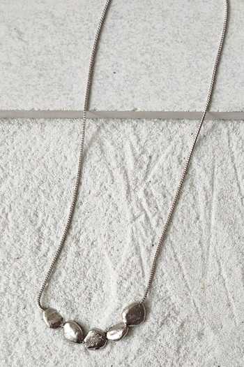 Shop DE'Anma Silver Plated Mea Abstract Stone Pendant Necklace at Aza Fashions Shop_DE'Anma_Silver Plated Mea Abstract Stone Pendant Necklace _at_Aza_Fashions