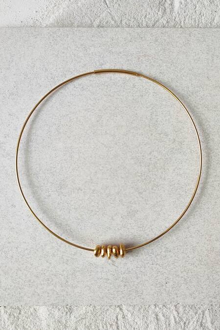 Shop DE'Anma Gold Plated Thero Abstract Pendant Necklace at Aza Fashions Shop_DE'Anma_Gold Plated Thero Abstract Pendant Necklace _at_Aza_Fashions