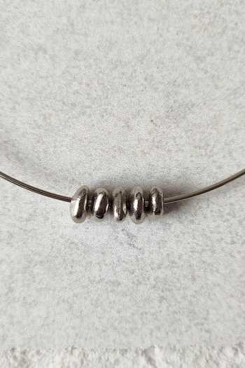 Shop DE'Anma Silver Plated Thero Abstract Shaped Pendant Necklace at Aza Fashions Shop_DE'Anma_Silver Plated Thero Abstract Shaped Pendant Necklace _at_Aza_Fashions