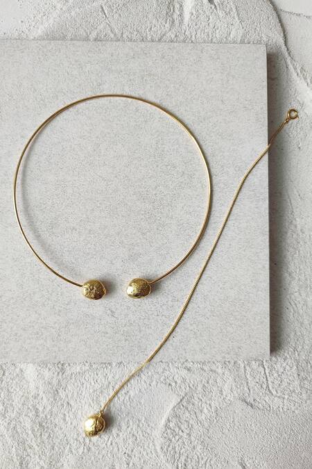 DE'Anma_Gold Plated Lia Abstract Charm Necklace _at_Aza_Fashions