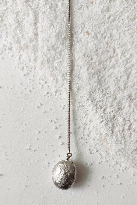DE'Anma_Silver Plated Lia Abstract Shaped Charm Necklace _Online_at_Aza_Fashions