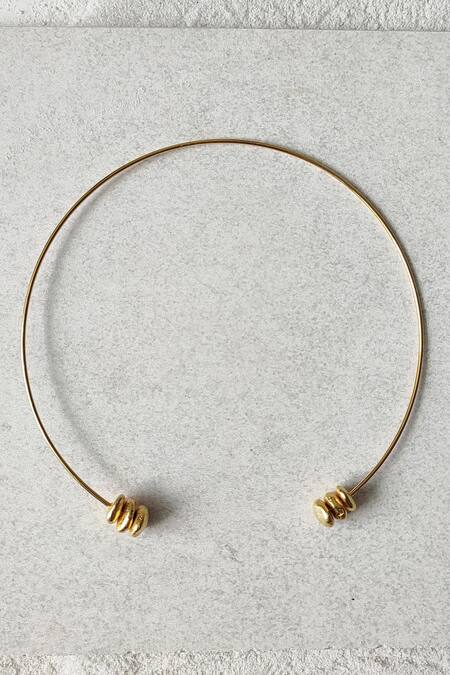 Buy_DE'Anma_Gold Plated Luna Abstract Charm Necklace _Online_at_Aza_Fashions