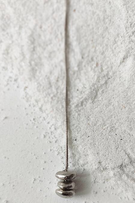 DE'Anma_Silver Plated Luna Abstract Shaped Charm Necklace _Online_at_Aza_Fashions