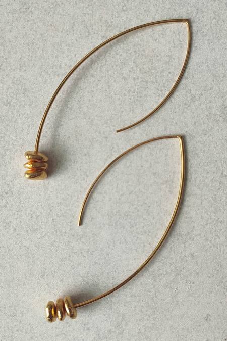 DE'Anma_Gold Plated Studs Tera Tear Drop Carved Earrings _Online_at_Aza_Fashions