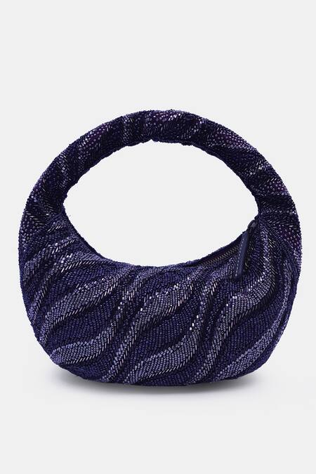 Shop Versuhz Purple Cutdana Helix And Beads Embellished Baguette Bag at Aza Fashions Shop_Versuhz_Purple Cutdana Helix And Beads Embellished Baguette Bag_at_Aza_Fashions