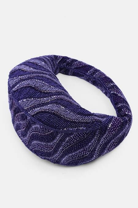 Buy Versuhz Purple Cutdana Helix And Beads Embellished Baguette Bag Online at Aza Fashions Buy_Versuhz_Purple Cutdana Helix And Beads Embellished Baguette Bag_Online_at_Aza_Fashions