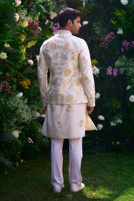 Shyam Narayan Prasad Patchwork Embroidered Waistcoat Kurta Set 