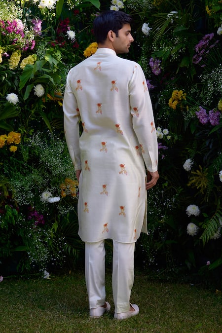 Shyam Narayan Prasad Floral Hand Block Pattern Kurta & Trouser Set 