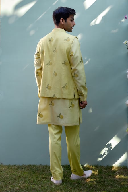 Shyam Narayan Prasad Floral Print Chanderi Kurta Set 