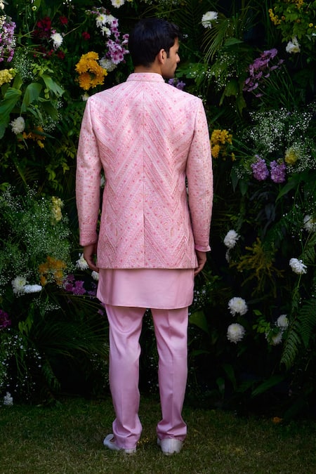 Shyam Narayan Prasad Embroidered Bandhgala Kurta Set 