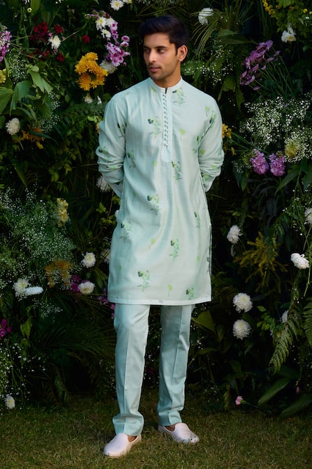 Shyam Narayan Prasad Hand Block Pattern Kurta & Trouser Set 