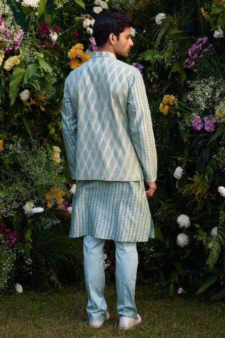Shyam Narayan Prasad Gota Patchwork Waistcoat Kurta Set 