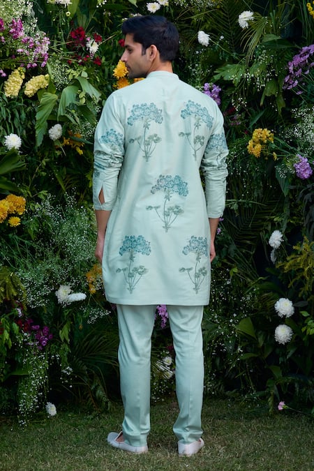 Shyam Narayan Prasad Floral Hand Pattern Kurta & Trouser Set 