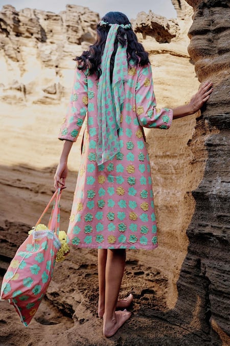 Shop Saundh Peach Cotton Embroidery, Applique Bandeau Neck Flower Print And Jacket at Aza Fashions Shop_Saundh_Peach Cotton Embroidery, Applique Bandeau Neck Flower Print And Jacket _at_Aza_Fashions