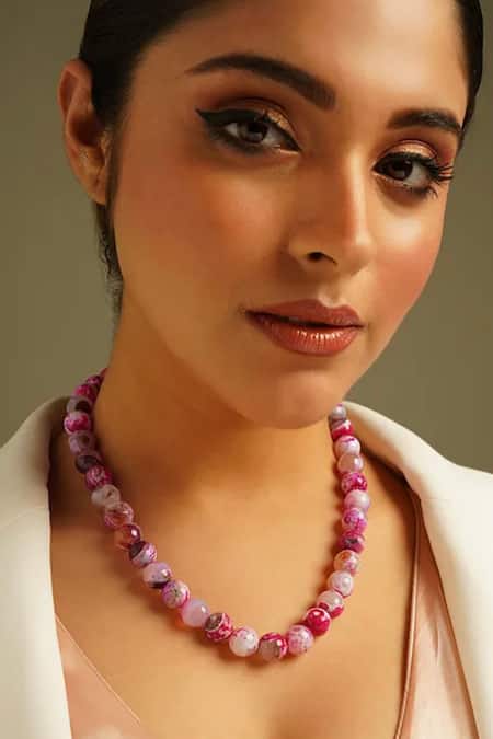 Kastiya Jewels Pink Quartz Semi Precious Gemstone Necklace