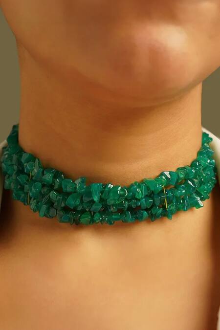 Kastiya Jewels Green Onyx Semi Precious Stone Choker Online at Aza Fashions Kastiya Jewels_Green Onyx Semi Precious Stone Choker_Online_at_Aza_Fashions