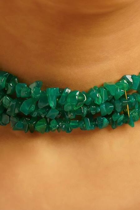 Buy Kastiya Jewels Green Onyx Semi Precious Stone Choker Online at Aza Fashions Buy_Kastiya Jewels_Green Onyx Semi Precious Stone Choker_Online_at_Aza_Fashions
