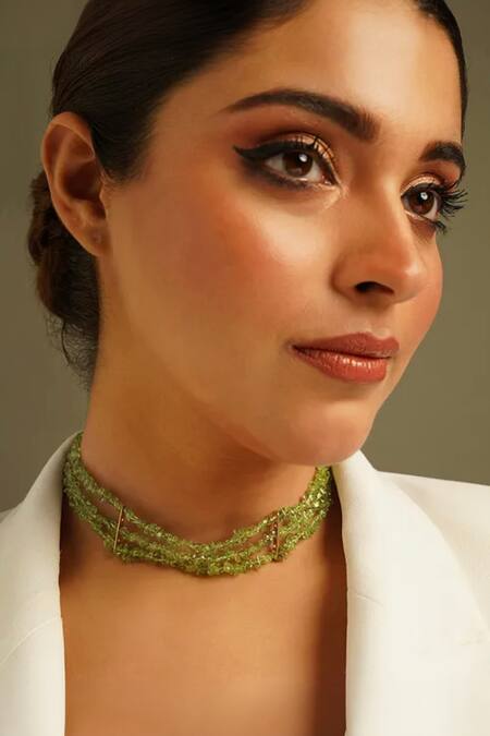 Kastiya Jewels Green Onyx Semi Precious Gemstone Choker