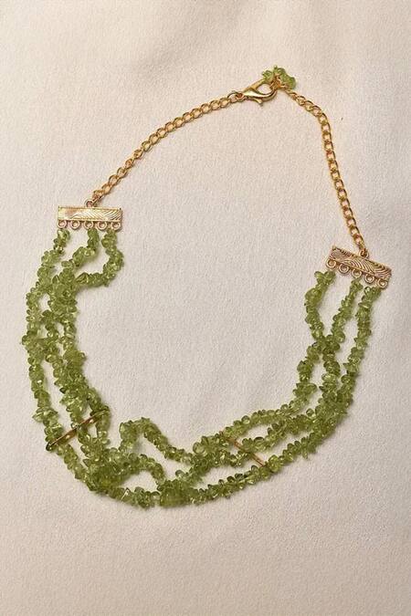 Shop Kastiya Jewels Green Onyx Semi Precious Gemstone Choker at Aza Fashions Shop_Kastiya Jewels_Green Onyx Semi Precious Gemstone Choker_at_Aza_Fashions